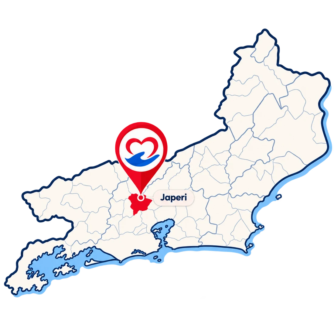 Mapa do Rio de Janeiro com Japeri destacado